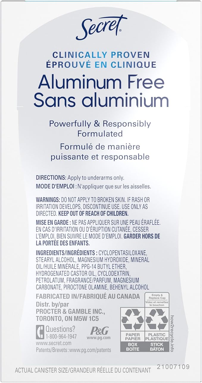 Secret Clinically Proven Aluminum Free Deodorant for Women Lavender & Chamomile