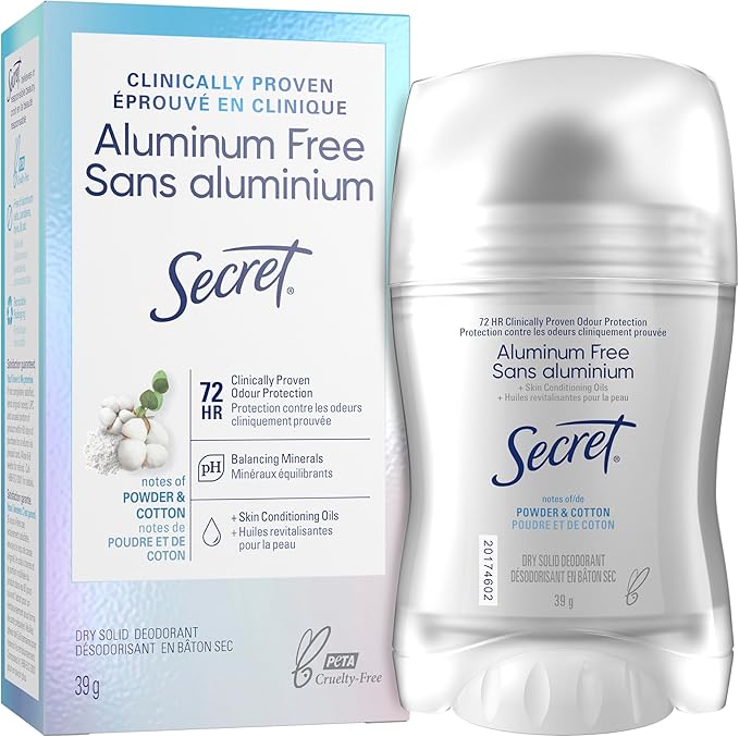 Secret Clinically Proven Aluminum Free Deodorant for Women Powder Cotton 39g