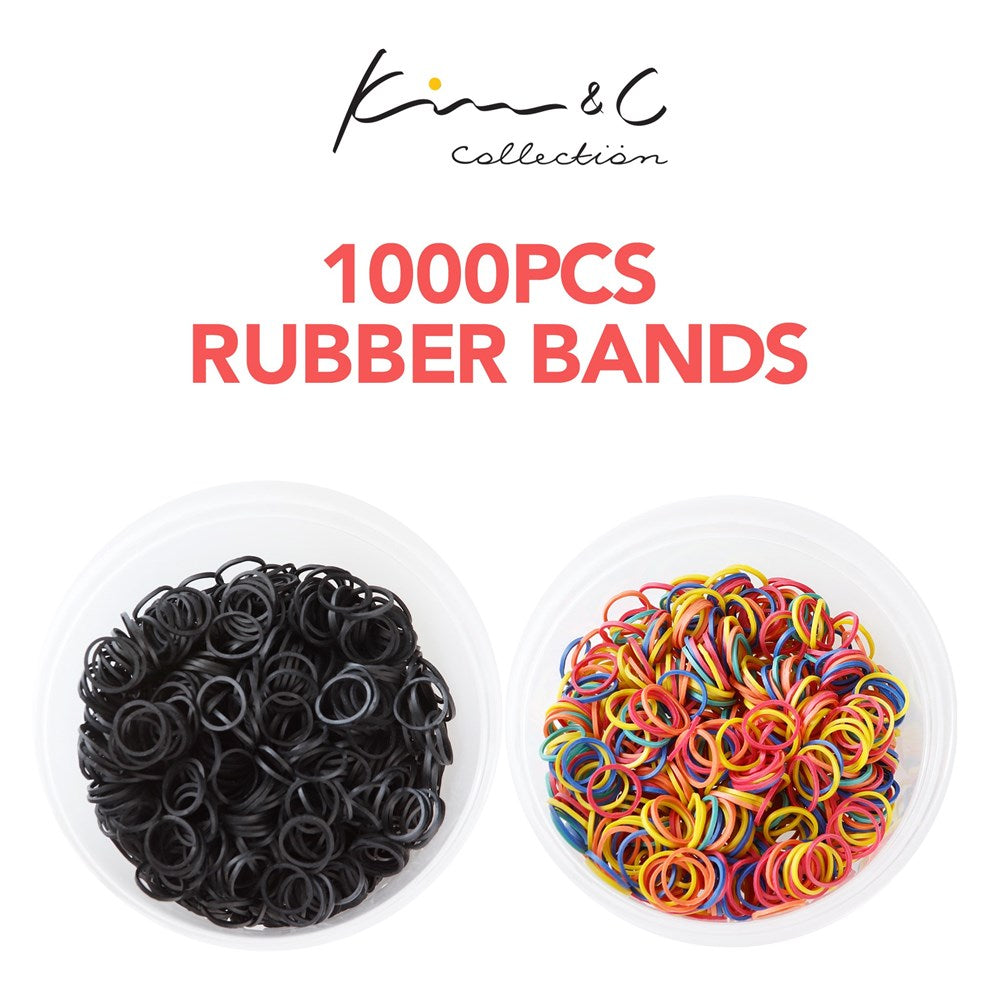 KIM & C 1000pcs Rubber Bands (Assorted & Black) Kim & C