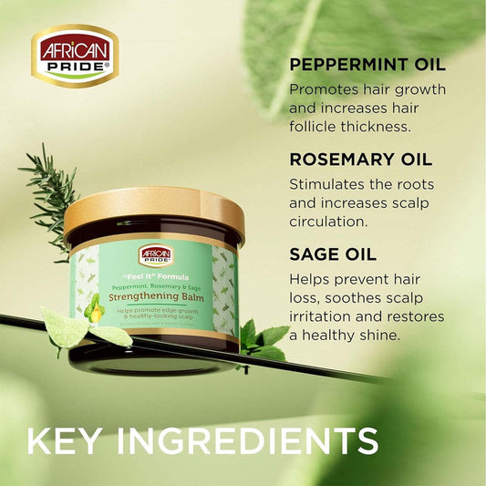 AFRICAN PRIDE Peppermint, Rosemary & Sage Strengthening Balm (4oz) African Pride