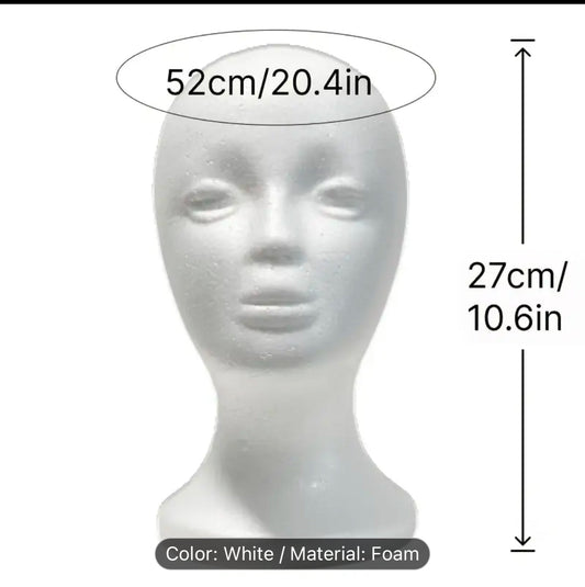 Adult Foam Mannequin Head for Wig, Hat & Glasses Display - Round Base