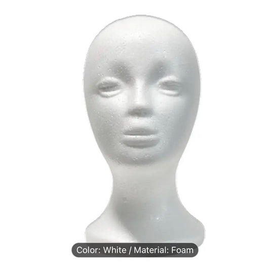 Adult Foam Mannequin Head for Wig, Hat & Glasses Display - Round Base